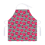 Pink Hibiscus Zigzag Pattern Print Adjustable Apron