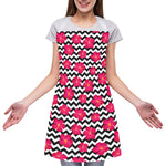 Pink Hibiscus Zigzag Pattern Print Adjustable Apron