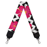 Pink Hibiscus Zigzag Pattern Print Bag Strap