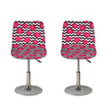 Pink Hibiscus Zigzag Pattern Print Bar Stool Covers