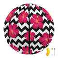 Pink Hibiscus Zigzag Pattern Print Basketball