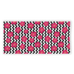 Pink Hibiscus Zigzag Pattern Print Beach Towel