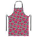 Pink Hibiscus Zigzag Pattern Print Bib Apron With Pocket