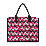 Pink Hibiscus Zigzag Pattern Print Canvas Tote Bag