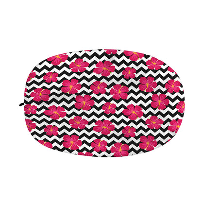 Pink Hibiscus Zigzag Pattern Print Car Side Mirror Covers