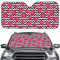 Pink Hibiscus Zigzag Pattern Print Car Windshield Sun Shade