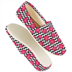 Pink Hibiscus Zigzag Pattern Print Casual Shoes