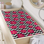 Pink Hibiscus Zigzag Pattern Print Changing Pad Cover