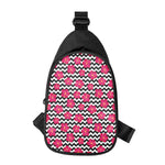 Pink Hibiscus Zigzag Pattern Print Chest Bag