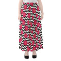 Pink Hibiscus Zigzag Pattern Print Chiffon Maxi Skirt