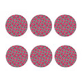 Pink Hibiscus Zigzag Pattern Print Coaster Set