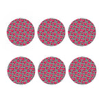 Pink Hibiscus Zigzag Pattern Print Coaster Set