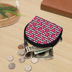 Pink Hibiscus Zigzag Pattern Print Coin Purse