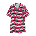 Pink Hibiscus Zigzag Pattern Print Cotton Hawaiian Shirt