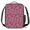 Pink Hibiscus Zigzag Pattern Print Crossbody Lunch Bag