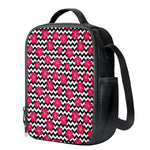 Pink Hibiscus Zigzag Pattern Print Crossbody Lunch Bag