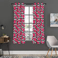 Pink Hibiscus Zigzag Pattern Print Grommet Curtain Panels