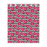 Pink Hibiscus Zigzag Pattern Print Curtain