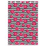Pink Hibiscus Zigzag Pattern Print Curtain