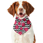 Pink Hibiscus Zigzag Pattern Print Dog Bandana