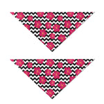Pink Hibiscus Zigzag Pattern Print Dog Bandana