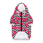 Pink Hibiscus Zigzag Pattern Print Dog Zip Up Hoodie