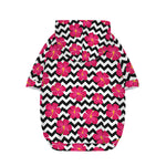 Pink Hibiscus Zigzag Pattern Print Dog Zip Up Hoodie