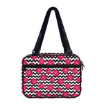 Pink Hibiscus Zigzag Pattern Print Double Strap Bible Bag