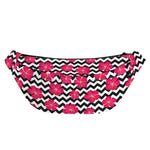 Pink Hibiscus Zigzag Pattern Print Fanny Pack