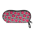 Pink Hibiscus Zigzag Pattern Print Glasses Case