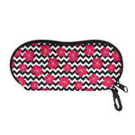Pink Hibiscus Zigzag Pattern Print Glasses Case