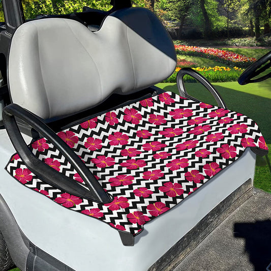 Pink Hibiscus Zigzag Pattern Print Golf Cart Seat Cover