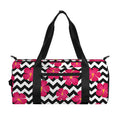 Pink Hibiscus Zigzag Pattern Print Gym Bag