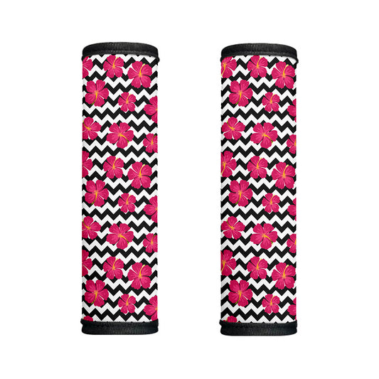 Pink Hibiscus Zigzag Pattern Print Handle Covers