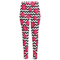 Pink Hibiscus Zigzag Pattern Print High-Waisted Pocket Leggings