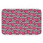 Pink Hibiscus Zigzag Pattern Print Indoor Door Mat