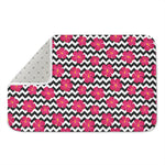 Pink Hibiscus Zigzag Pattern Print Indoor Door Mat