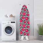 Pink Hibiscus Zigzag Pattern Print Ironing Board Cover