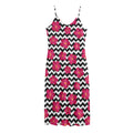 Pink Hibiscus Zigzag Pattern Print Jersey Midi Cami Dress