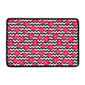Pink Hibiscus Zigzag Pattern Print Kitchen Mat