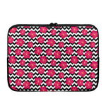 Pink Hibiscus Zigzag Pattern Print Laptop Sleeve