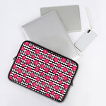 Pink Hibiscus Zigzag Pattern Print Laptop Sleeve