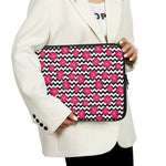 Pink Hibiscus Zigzag Pattern Print Laptop Sleeve