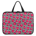 Pink Hibiscus Zigzag Pattern Print Laptop Sleeve With Handle