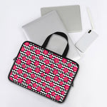 Pink Hibiscus Zigzag Pattern Print Laptop Sleeve With Handle
