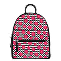 Pink Hibiscus Zigzag Pattern Print Leather Backpack