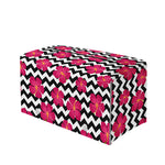 Pink Hibiscus Zigzag Pattern Print Leather Tissue Box Cover
