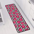 Pink Hibiscus Zigzag Pattern Print Long Kitchen Mat