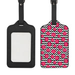 Pink Hibiscus Zigzag Pattern Print Luggage Tag