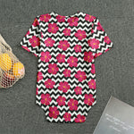 Pink Hibiscus Zigzag Pattern Print Men's Bodysuit